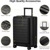 imageLEVEL8 Carry On Luggage with Compartment 20 Inch Lightweight Hard Shell Rolling Suitcase with Wheels Airline Approved with Front Pocket Double Tsa Locks BlackBlack