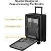 imageLEVEL8 Carry On Luggage with Compartment 20 Inch Lightweight Hard Shell Rolling Suitcase with Wheels Airline Approved with Front Pocket Double Tsa Locks BlackBlack