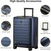 imageLEVEL8 Carry On Luggage with Compartment 20 Inch Lightweight Hard Shell Rolling Suitcase with Wheels Airline Approved with Front Pocket Double Tsa Locks BlackNavy Blue