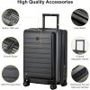 imageLEVEL8 Carry On Luggage with Compartment 20 Inch Lightweight Hard Shell Rolling Suitcase with Wheels Airline Approved with Front Pocket Double Tsa Locks BlackGrey