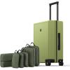 imageLEVEL8 Carry on Luggage Airline Approved with Spinner Wheels Lightweight Luminous Textured Travel Bags for Women Men Tsa Lock Cabin Suitcase 20 Inch Pickle GreenPickle Green