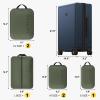 imageLEVEL8 Carry on Luggage Airline Approved with Spinner Wheels Lightweight Luminous Textured Travel Bags for Women Men Tsa Lock Cabin Suitcase 20 Inch Pickle GreenNavy