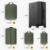 imageLEVEL8 Carry on Luggage Airline Approved with Spinner Wheels Lightweight Luminous Textured Travel Bags for Women Men Tsa Lock Cabin Suitcase 20 Inch Pickle GreenGrey