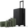 imageLEVEL8 Carry on Luggage Airline Approved with Spinner Wheels Lightweight Luminous Textured Travel Bags for Women Men Tsa Lock Cabin Suitcase 20 Inch Pickle GreenBlack