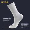 imageLEVEL8 Mens Work Crew Socks Comfy Mid Calf Dress Socks Moisture Wicking Running and Exercise 6 PairsDeep Sea Pro White