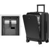 imageLEVEL8 Road Runner Pro CarryOn Luggage 20 Lightweight PC Hardside Suitcase with Wheels Spinner Trolley for Luggages with Front Compartment Tsa Lock BlackBlack