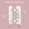 imageLEVEL8 Zipperless Carry On Luggage Airline Approved with Aluminum Frame Cute Hardshell Suitcase with Spinner Wheels Metal Rolling Travel Case with Tsa Locks 20 Inch Off WhiteOff WhiteSlight Pink