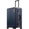 imageLEVEL8 Zipperless Carry On Luggage Airline Approved with Aluminum Frame Hard Shell Suitcase with Spinner Wheels Metal Checked Luggage with Double Tsa Locks 20 Inch GreyBlue