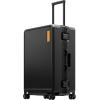 imageLEVEL8 Zipperless Carry On Luggage Airline Approved with Aluminum Frame Hard Shell Suitcase with Spinner Wheels Metal Checked Luggage with Double Tsa Locks 20 Inch GreyBlack