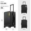 imageLEVEL8 Zipperless Carry On Luggage Airline Approved with Aluminum Frame Hard Shell Suitcase with Spinner Wheels Metal Checked Luggage with Double Tsa Locks 20 Inch GreyBlack