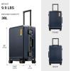 imageLEVEL8 Zipperless Carry On Luggage Airline Approved with Aluminum Frame Hard Shell Suitcase with Spinner Wheels Metal Checked Luggage with Double Tsa Locks 20 Inch GreyBlue