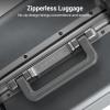 imageLEVEL8 Zipperless Carry On Luggage Airline Approved with Aluminum Frame Hard Shell Suitcase with Spinner Wheels Metal Checked Luggage with Double Tsa Locks 20 Inch GreyGrey