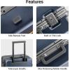 imageLEVEL8 Zipperless Carry On Luggage Airline Approved with Aluminum Frame Hard Shell Suitcase with Spinner Wheels Metal Checked Luggage with Double Tsa Locks 20 Inch GreyBlue