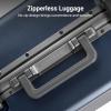 imageLEVEL8 Zipperless Carry On Luggage Airline Approved with Aluminum Frame Hard Shell Suitcase with Spinner Wheels Metal Checked Luggage with Double Tsa Locks 20 Inch GreyBlue