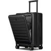 imageLEVEL8 Carry On Luggage with Compartment 20 Inch Lightweight Hard Shell Rolling Suitcase with Wheels Airline Approved with Front Pocket Double Tsa Locks BlackBlack