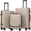 imageLEVEL8 Grace Carry on Luggage Airline Approved 20 Inch Expandable Hardside Suitcases with wheels AbsPc Harshell Spinner Luggages with Tsa Lock RedChampagne