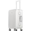 imageLEVEL8 Zipperless Carry On Luggage Airline Approved with Aluminum Frame Cute Hardshell Suitcase with Spinner Wheels Metal Rolling Travel Case with Tsa Locks 20 Inch Off WhiteOff WhiteSlight Pink