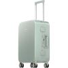 imageLEVEL8 Zipperless Carry On Luggage Airline Approved with Aluminum Frame Cute Hardshell Suitcase with Spinner Wheels Metal Rolling Travel Case with Tsa Locks 20 Inch Off WhiteLight Green