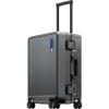 imageLEVEL8 Zipperless Carry On Luggage Airline Approved with Aluminum Frame Hard Shell Suitcase with Spinner Wheels Metal Checked Luggage with Double Tsa Locks 20 Inch GreyGrey
