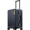 imageLEVEL8 Zipperless Carry On Luggage Airline Approved with Aluminum Frame Hard Shell Suitcase with Spinner Wheels Metal Checked Luggage with Double Tsa Locks 20 Inch GreyBlue