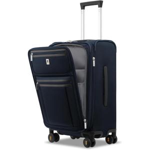 imageLEVEL8 Carry On Luggage Airline Approved with Compartment Softside Expandable Rolling Suitcase with Spinner Wheels Black CarryOn 20InchBlue