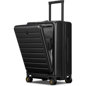 imageLEVEL8 Carry On Luggage with Compartment 20 Inch Lightweight Hard Shell Rolling Suitcase with Wheels Airline Approved with Front Pocket Double Tsa Locks BlackBlack