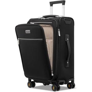 imageLEVEL8 Carry On Luggage with Compartment 20 Inch Softside Expandable Travel Rolling Suitcase with Spinner Wheels Tsa Locks Men and Women Black