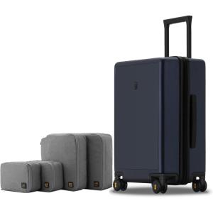 imageLEVEL8 Elegance Carryon Suitcase 20 Inch Carry on Luggage Hardside Large Suitcases with Wheels Tavel Bag with Tsa Lock BlackNavy Blue