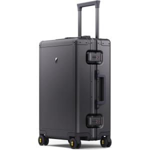 imageLEVEL8 Gibraltar Carry on Luggage 20 Inch Aluminum Zipperless Luggages Airline Approved Hardside Suitcase with TSA Lock and Spinner Wheels SilverDark Grey