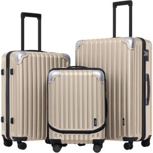 imageLEVEL8 Grace Carry on Luggage Airline Approved 20 Inch Expandable Hardside Suitcases with wheels AbsPc Harshell Spinner Luggages with Tsa Lock RedChampagne