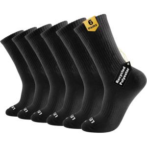imageLEVEL8 Mens Work Crew Socks Comfy Mid Calf Dress Socks Moisture Wicking Running and Exercise 6 PairsDeep Sea Pro Black