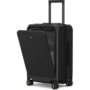 imageLEVEL8 Road Runner Pro CarryOn Luggage 20 Lightweight PC Hardside Suitcase with Wheels Spinner Trolley for Luggages with Front Compartment Tsa Lock BlackBlack
