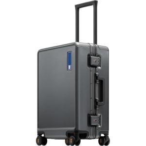 imageLEVEL8 Zipperless Carry On Luggage Airline Approved with Aluminum Frame Hard Shell Suitcase with Spinner Wheels Metal Checked Luggage with Double Tsa Locks 20 Inch GreyGrey