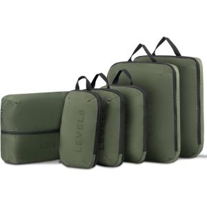 imageLEVEL8 Compression Packing Cubes for Suitcase 6 Set Travel Bags with Shoe Organizer Packing Organizers Travels Accessories in 4 Sizes Extra Large Large Medium Small Green