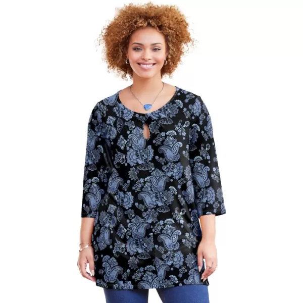 Black French Blue Paisley Floral