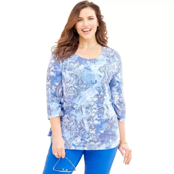 French Blue Tie Dye Paisley