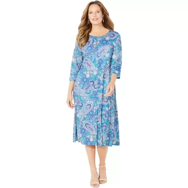 Vibrant Turq Outlined Paisley