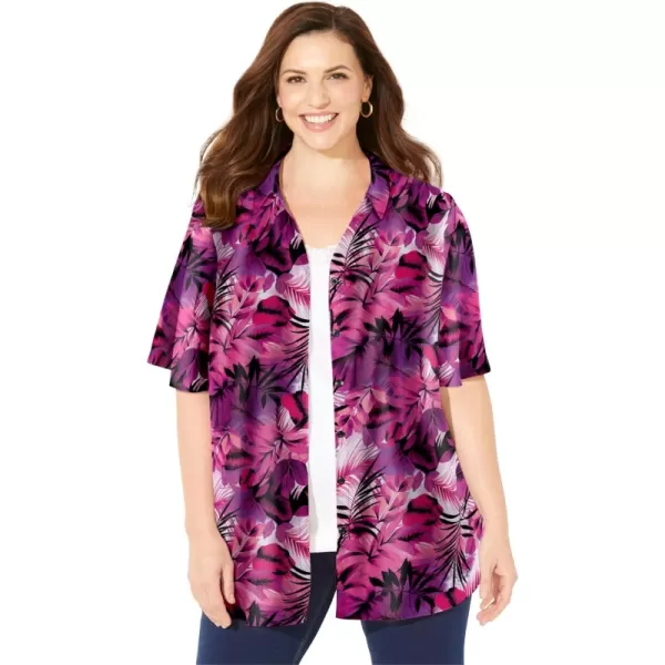 Berry Pink Palm Leaves