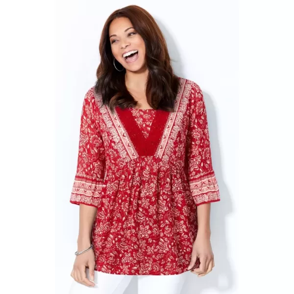 Catherines Women's Plus Size Veranda Lace Trim Tunic