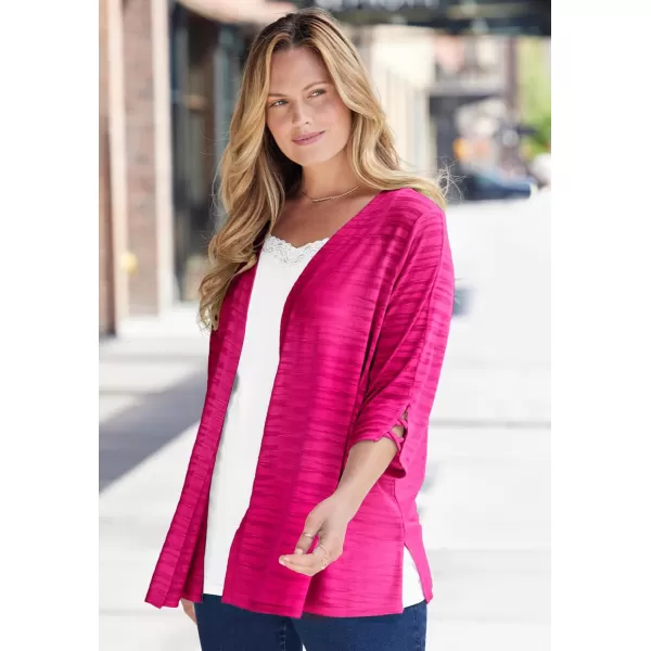 Catherines Women's Plus Size Shadow Stripe Cardigan)
