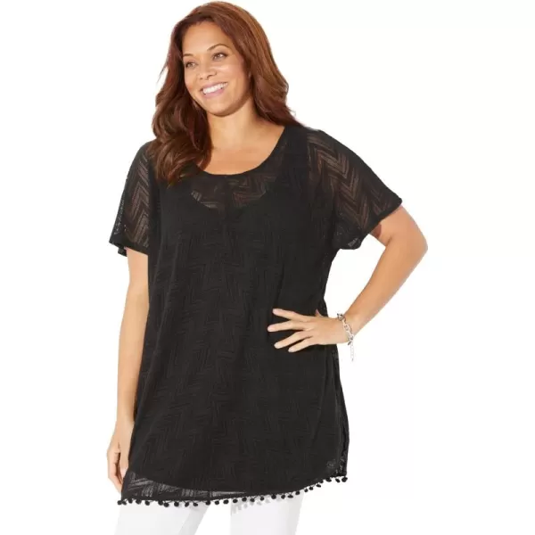 Catherines Women's Plus Size Anywear Dolman Sleeve Duet Top