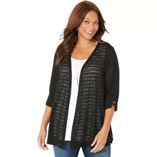 Catherines Women's Plus Size Shadow Stripe Cardigan