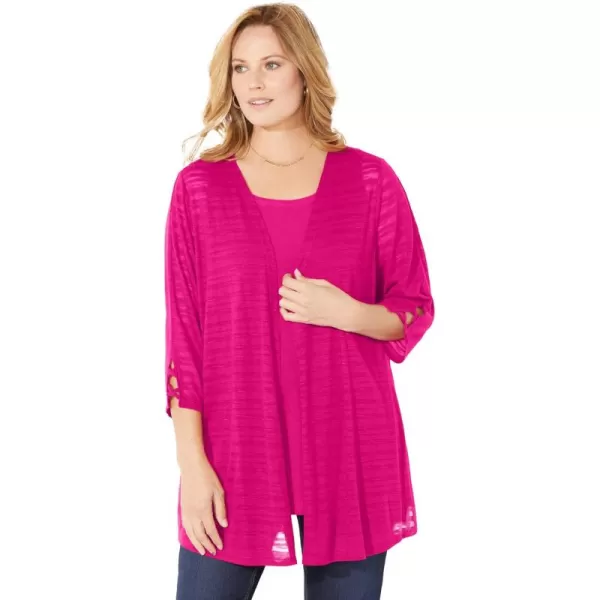 Catherines Women's Plus Size Shadow Stripe Cardigan