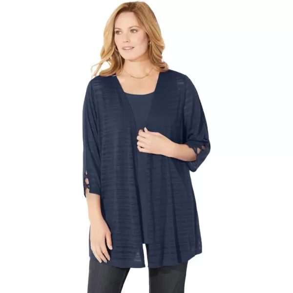 Catherines Women's Plus Size Shadow Stripe Cardigan