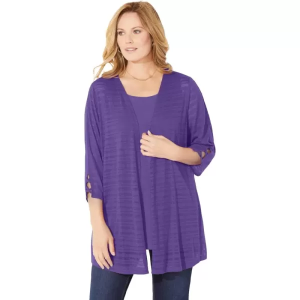 Catherines Women's Plus Size Shadow Stripe Cardigan