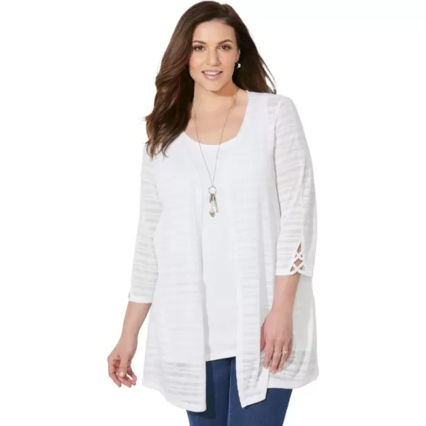 Catherines Women's Plus Size Shadow Stripe Cardigan