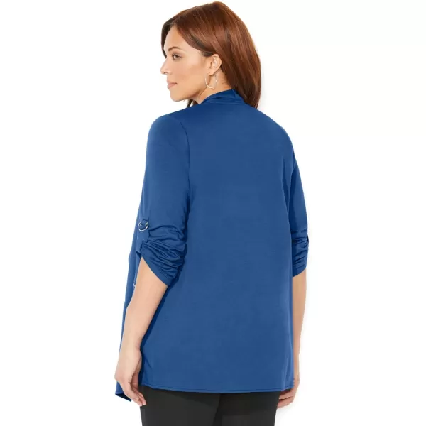 Catherines Women's Plus Size Cloud Knit French Terry Drape Front Cardigan