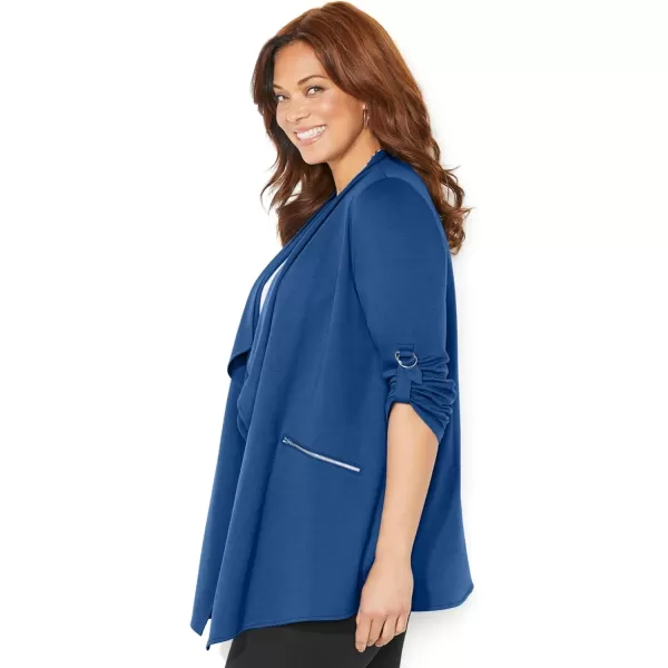 Catherines Women's Plus Size Cloud Knit French Terry Drape Front Cardigan
