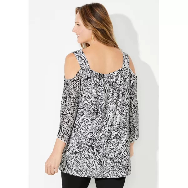 Catherines Women's Plus Size Mesh Cold Shoulder Top