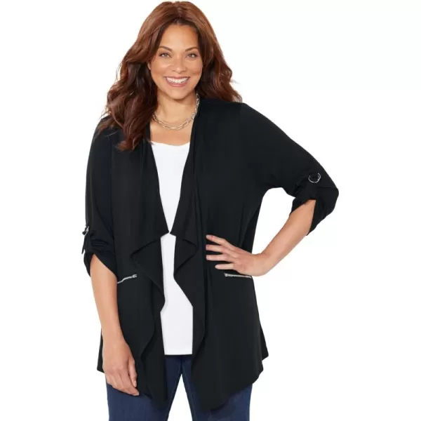 Catherines Women's Plus Size Cloud Knit French Terry Drape Front Cardigan